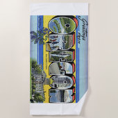 オレゴン州USAアメリカーナレトロアカラフルート ビーチタオル (正面)