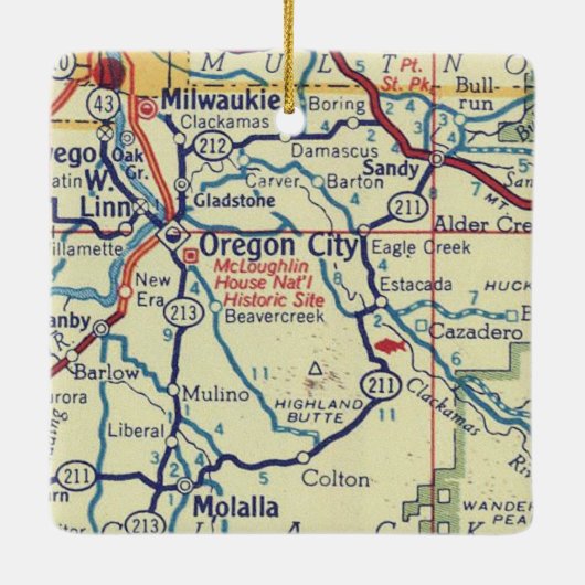 オレゴン市のヴィンテージマップ セラミックオーナメント (裏面)