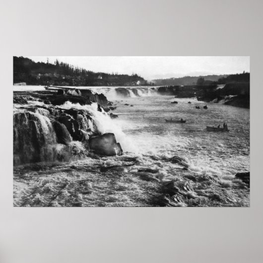 オレゴン市、またはサーモン魚釣りオンウィラメット ポスター (正面)