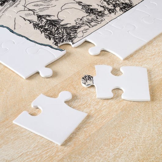 オレゴン形ビーバーオレゴニアヴィンテージ写真の地図 ジグソーパズル (側面)