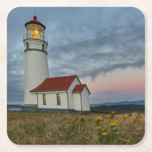 オレゴン最古の灯台ケープブランコ州 スクエアペーパーコースター