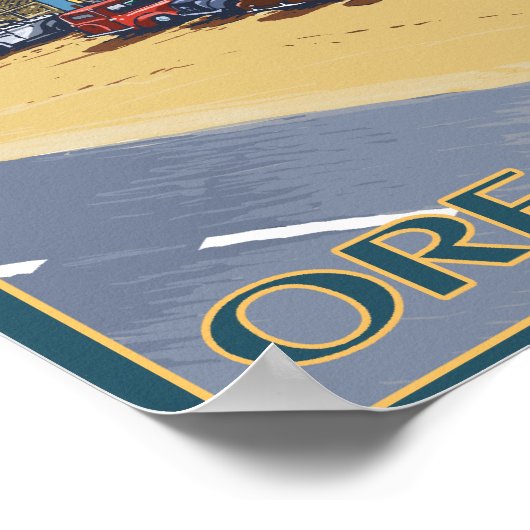 オレゴン海ライオンの洞窟ヴィンテージ旅行ポスター ポスター (角)