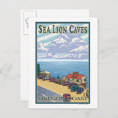 オレゴン海ライオンの洞窟ヴィンテージ旅行ポスター ポストカード (正面/裏面)