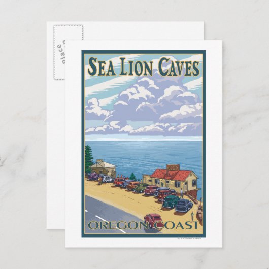 オレゴン海ライオンの洞窟ヴィンテージ旅行ポスター ポストカード (正面/裏面)