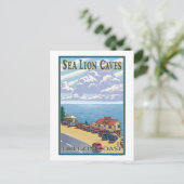 オレゴン海ライオンの洞窟ヴィンテージ旅行ポスター ポストカード (スタンド正面)