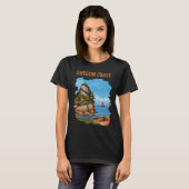 オレゴン海岸のシー・スタック レトロ トラベル Tシャツ (正面フル)