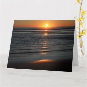 オレゴン海岸の夕焼け写真のグリーティングカード カード (黄色い花)