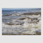 オレゴン海岸波浪の岩とヨットでの海浜 薄葉紙 (正面)