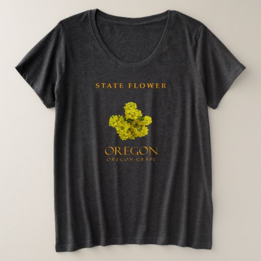 オレゴン準州の花 オレゴングレープ プラスサイズTシャツ (デザイン正面)