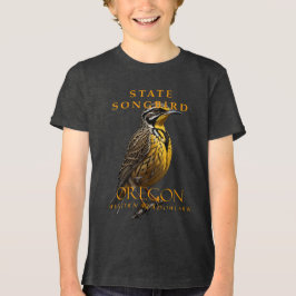 オレゴン準州の野鳥 ウエスタンメドウラーク トライブレンドTシャツ