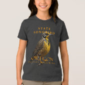 オレゴン準州の野鳥 ウエスタンメドウラーク トライブレンドＴシャツ (正面)