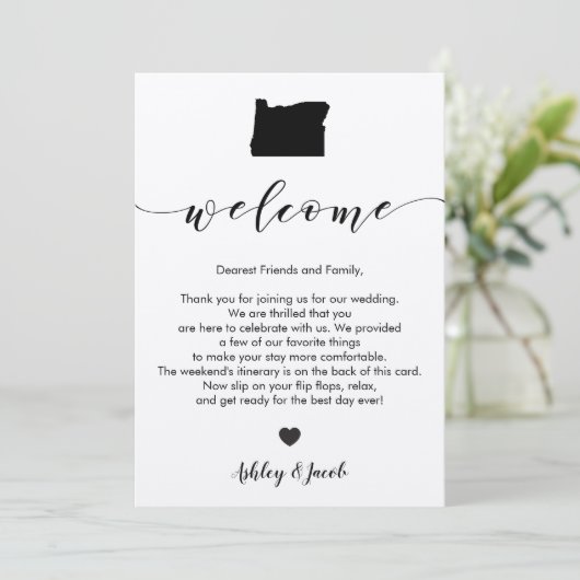 オレゴン結婚のウェルカムレター&旅程カード プログラム (スタンド正面)