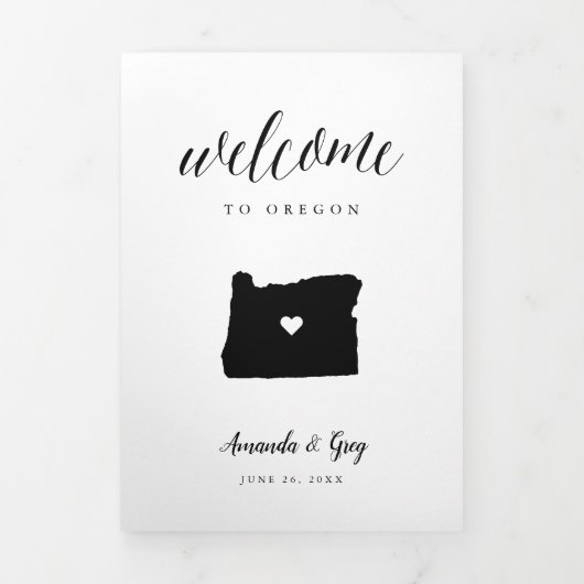 オレゴン結婚州のウェルカムレター&旅程 三つ折りプログラム (カバー)