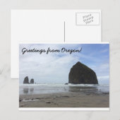 オレゴン葉書：キャノンビーチとハイスタックロック ポストカード (正面/裏面)