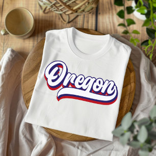 オレゴン赤と青のヴィンテージスクリプトTシャツ Tシャツ