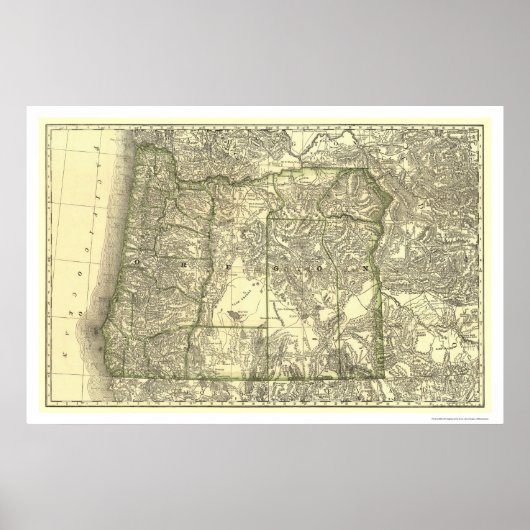 オレゴン鉄道地図1876 ポスター (正面)