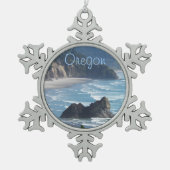 オレゴン風光明媚な海岸線 スノーフレークピューターオーナメント (正面)
