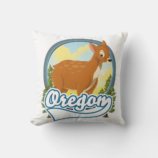 オレゴン鹿の旅ロゴ クッション (正面)