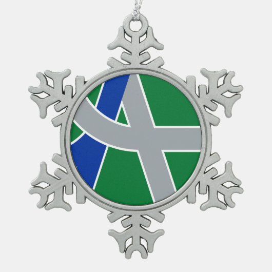 オレゴン・アルバニー州旗 スノーフレークピューターオーナメント (正面)