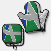 オレゴン・アルバニー州旗 鍋つかみ&鍋敷きセット (正面/裏面)