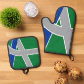 オレゴン・アルバニー州旗 鍋つかみ&鍋敷きセット (トップダウン)