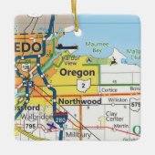 オレゴン・オハイオヴィンテージの地図 セラミックオーナメント (正面)