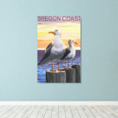 オレゴン・コースト・シー・ガルズ キャンバスプリント (インサイチュ (ウッドフロア))