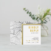 オレゴン・ラブロケーター・ポートランド | RSVP返信 箔招待状ポストカード (立ち正面)