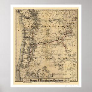 オレゴン・ワシントン鉄道地図1880 ポスター