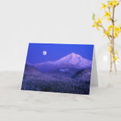 オレゴン,山のフードの上の月昇 カード (黄色い花)