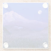 オレゴン，山のフードの上の月昇 ガラスコースター (裏面)