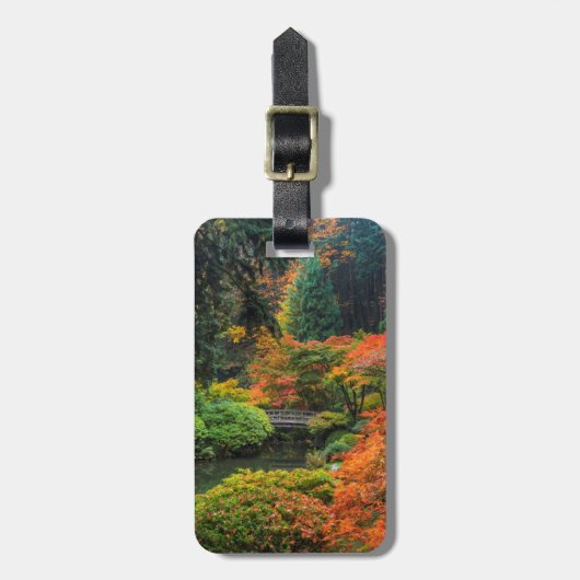 オレゴ日本のン5州ポートランドの秋の庭園 ラゲッジタグ (正面縦)