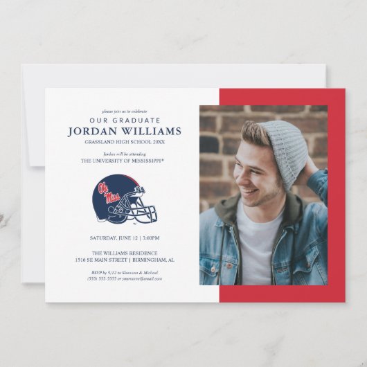 オレミスフットボールヘルメット | ダークブルー 案内状 (正面)