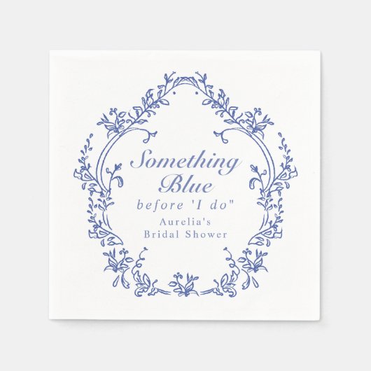 オレリア シノワズリー サムシングブルー ブライダルシャワー スタンダードカクテルナプキン (正面)