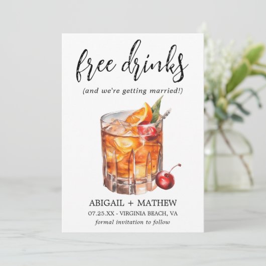 オレンおもしろいジウイスキーのカクテルがフォトズ結婚を飲む セーブザデート (スタンド正面)