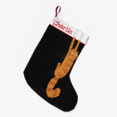 オレンおもしろいジキャットカスタム文字 スモールクリスマスストッキング (正面 (吊り時))