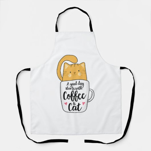 オレンおもしろいジキャットコーヒーマグ猫好き エプロン (正面)