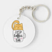 オレンおもしろいジキャットコーヒーマグ猫好き キーホルダー (裏面)