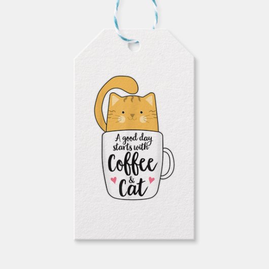 オレンおもしろいジキャットコーヒーマグ猫好き ギフトタグ (正面)