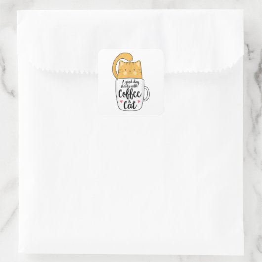 オレンおもしろいジキャットコーヒーマグ猫好き スクエアシール (バッグ)
