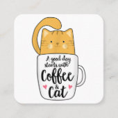 オレンおもしろいジキャットコーヒーマグ猫好き スクエア名刺 (正面)