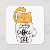 オレンおもしろいジキャットコーヒーマグ猫好き スクエア名刺 (裏面)