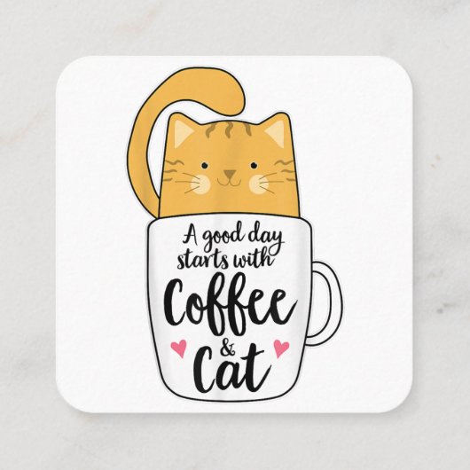 オレンおもしろいジキャットコーヒーマグ猫好き スクエア名刺 (裏面)