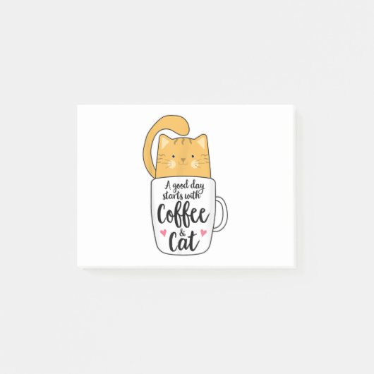 オレンおもしろいジキャットコーヒーマグ猫好き ポストイット (正面)