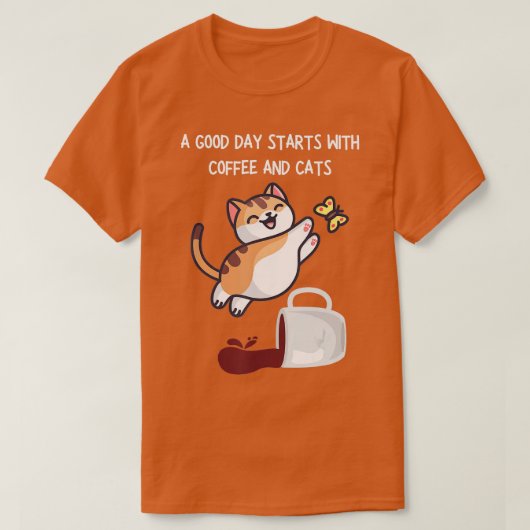 オレンおもしろいジキャットコーヒーマグ猫好き(3) Tシャツ (デザイン正面)