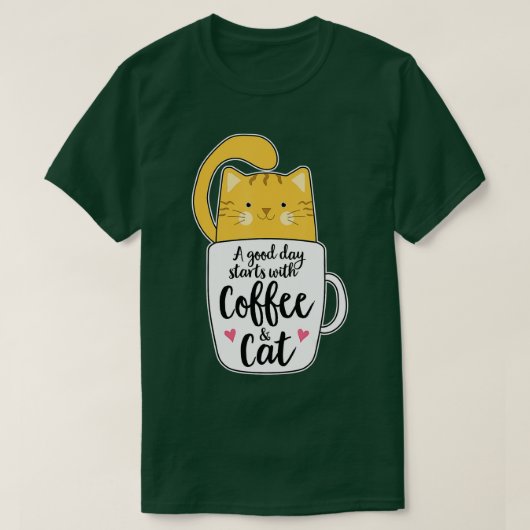 オレンおもしろいジキャットコーヒーマグ猫好き Tシャツ (デザイン正面)