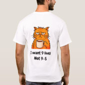 オレンおもしろいジキャットTシャツ Tシャツ (裏面)