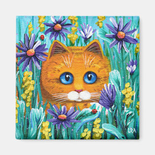 オレンおもしろいジタビーキャットマウス花創作芸術 マグネット