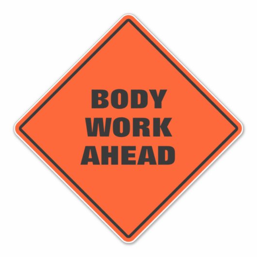 オレンおもしろいジ体前道路標識 シール (正面)