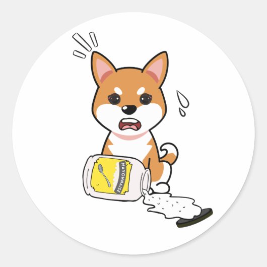 オレンおもしろいジ犬のマヨネーズ ラウンドシール (正面)